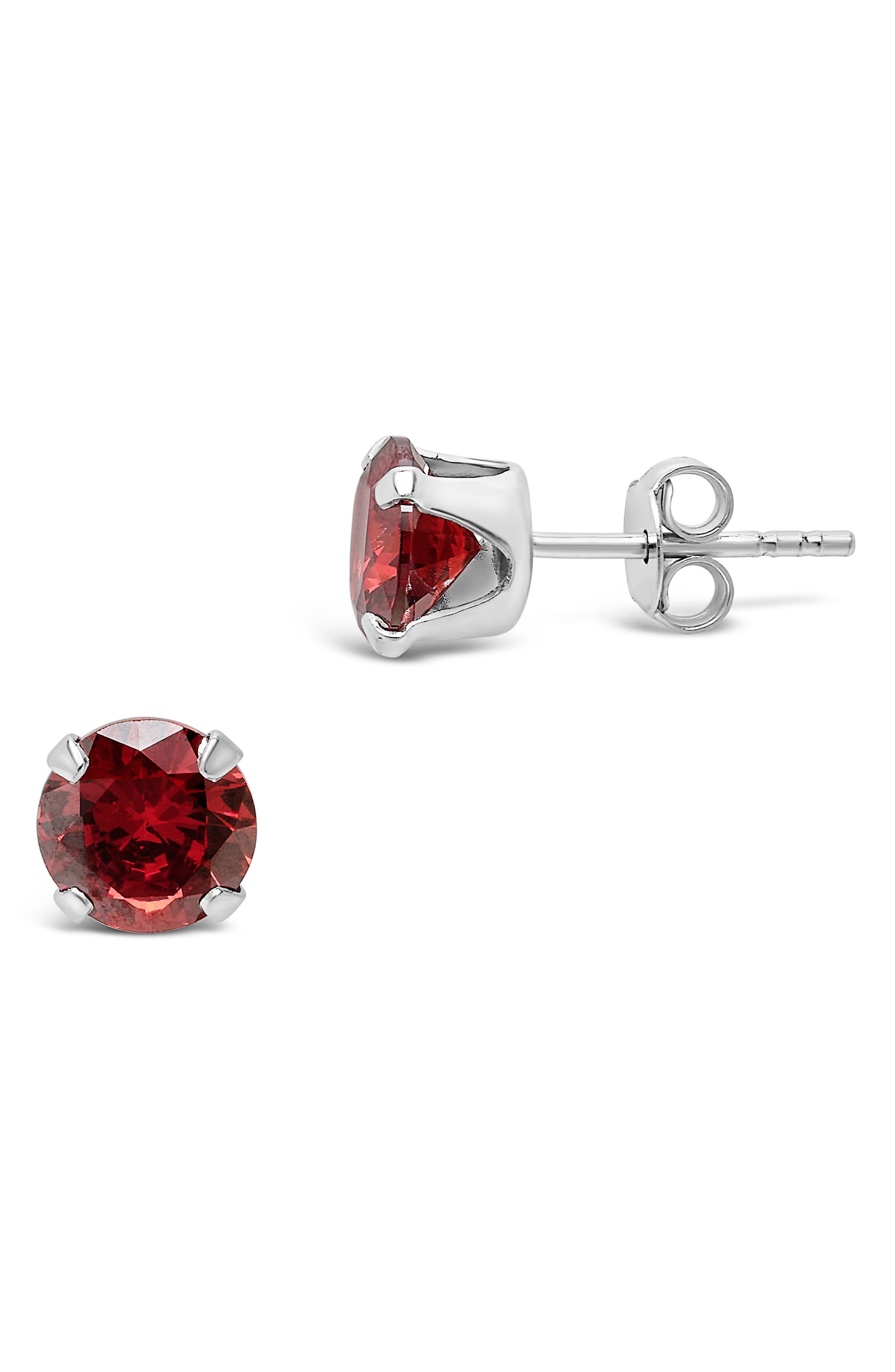 Men womens Stud Earrings jewelry Natural red garnet Gemstone 925 Sterling Silver 